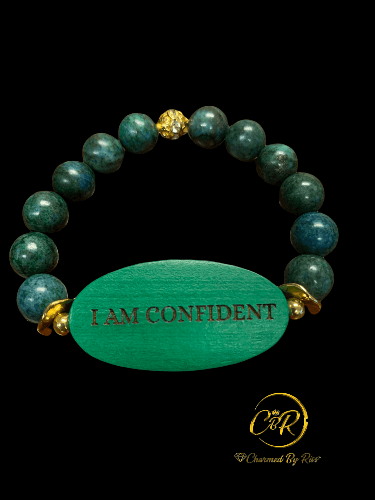 10 MM CHRYSOCOLLA | I AM CONFIDENT AFFIRMATIONS | GEMSTONE STRETCH BRACELET Charmed By Riss